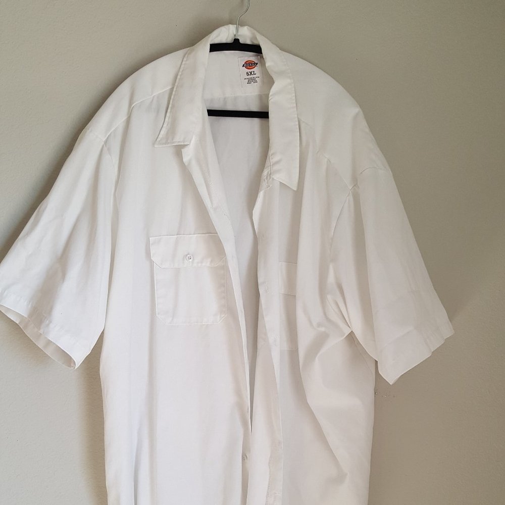 DICKIES Men's Shirt 5XL Short Sleeve Casual Retro Rockabilly Bowling WHITE